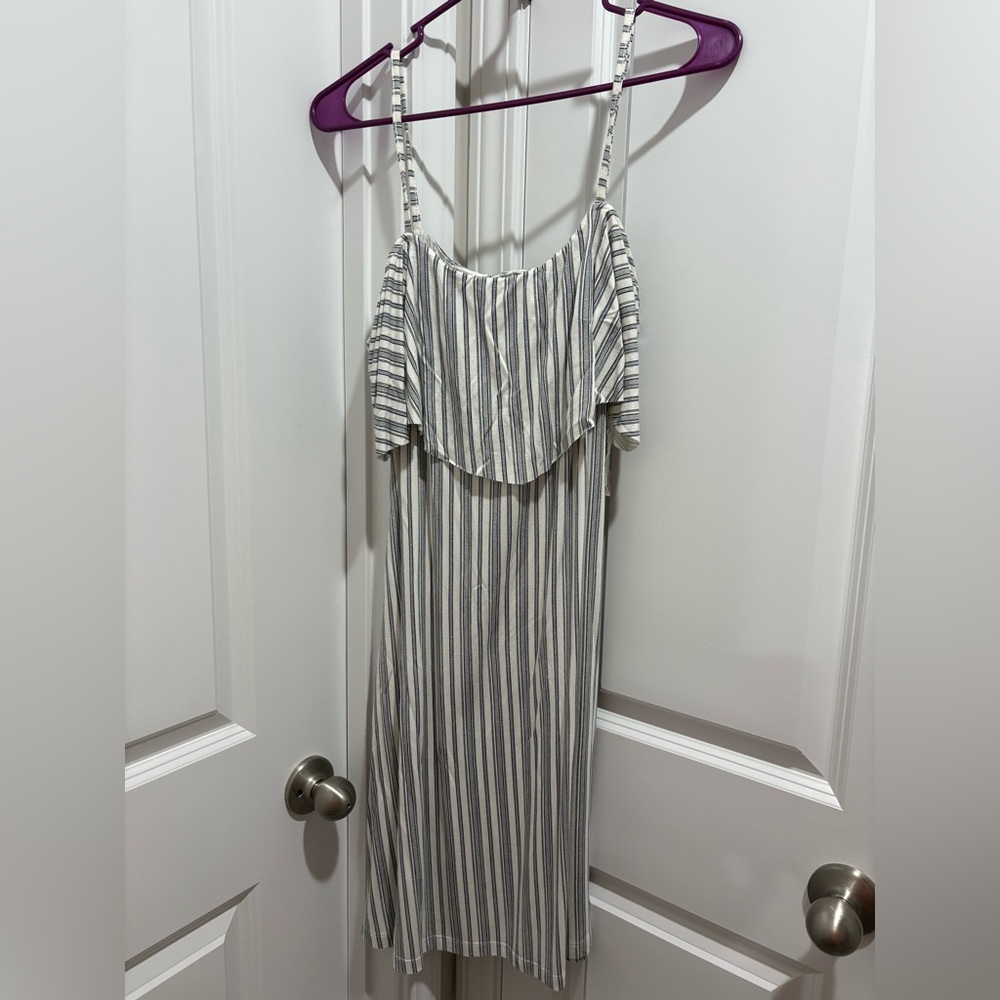 Lemon Tart Striped Off the Shoulder Dress